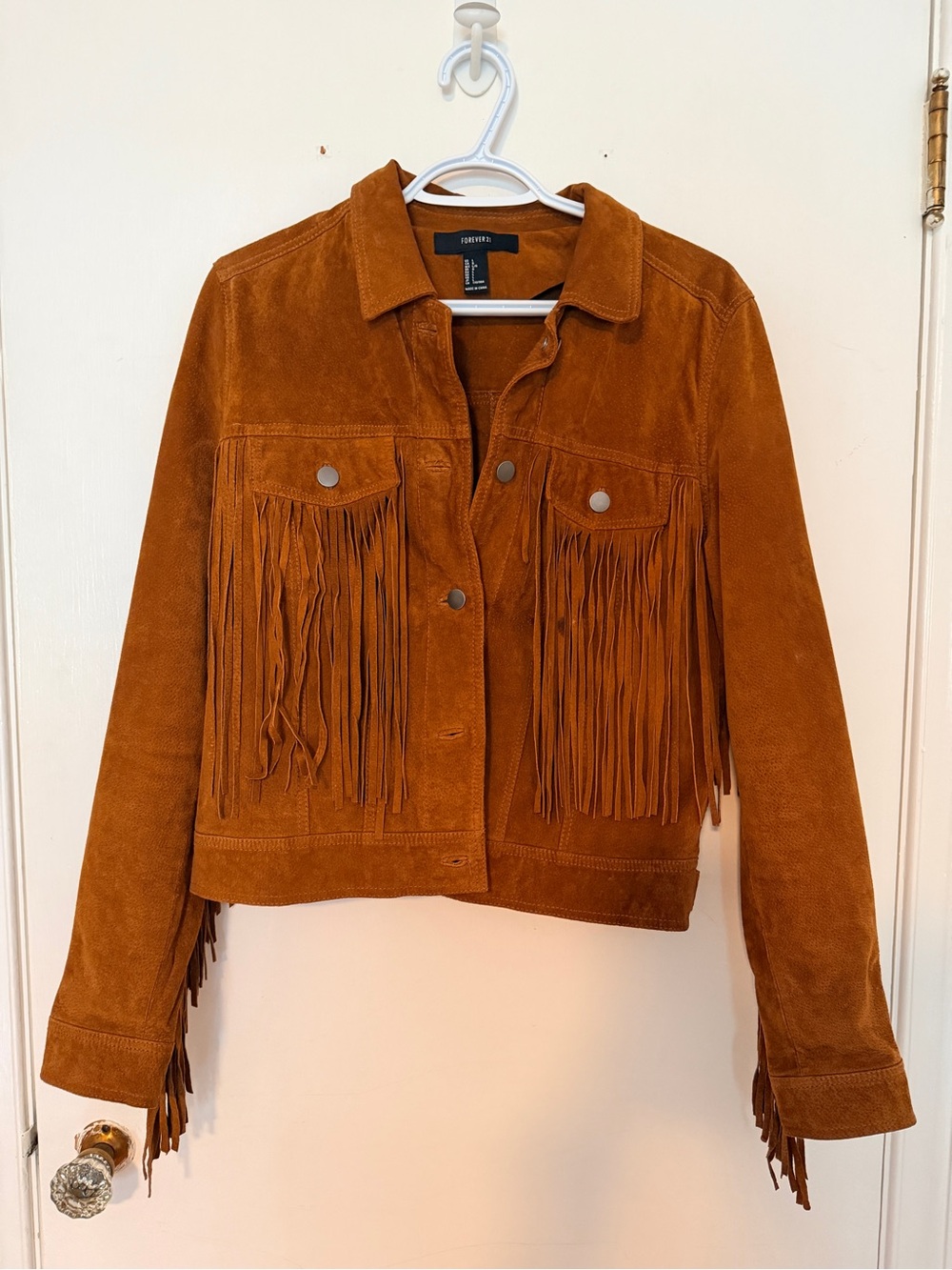 Forever 21 Suede Fringe Jacket in Rust